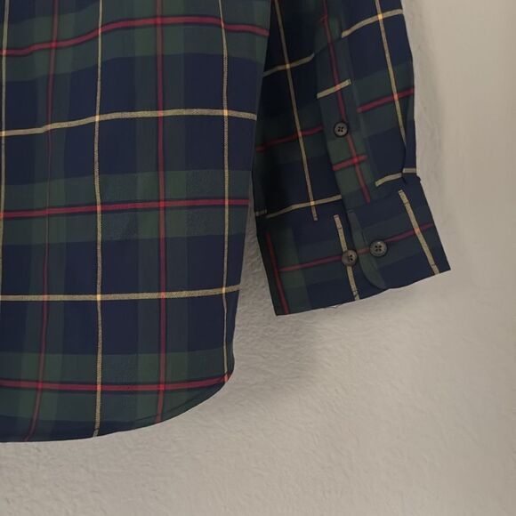 NWT Club Room Button Down XXL Stretch Moisture Wicking Cotton Plaid Tarten Blue - Picture 9 of 11